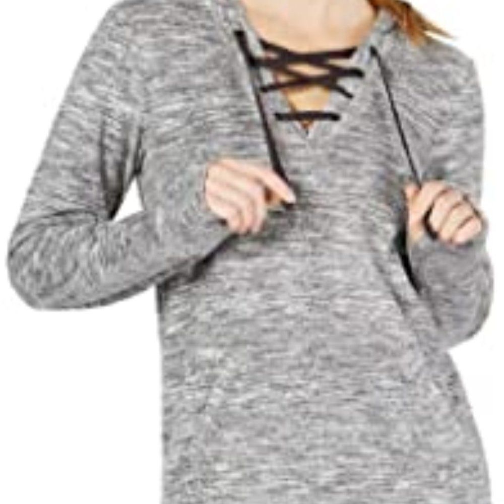 Style & Co Womens Deep Black Long Sleeve Lounge Pullover Hoodie Size X Small